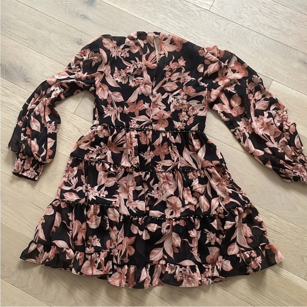 Ever New Lenora Black Mini Dress with Blush Floral Print - Picture 8 of 10